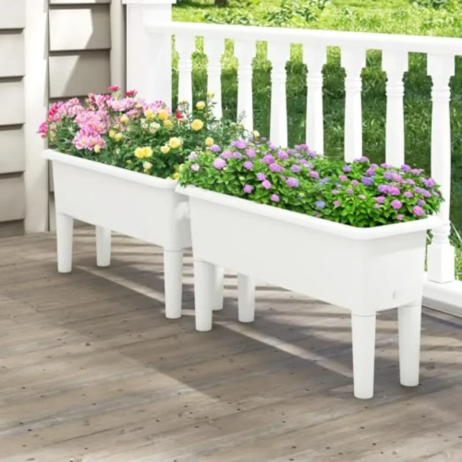 屋外用プランターボックス2個セット。水やりが簡単な構造で、脚 - Self-Watering Planter のレビューと価格