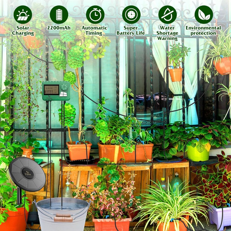 ソーラー灌漑装置 温室灌漑 点滴灌漑キット 15Mホース付き - Automatic Plant Waterer のレビューと価格