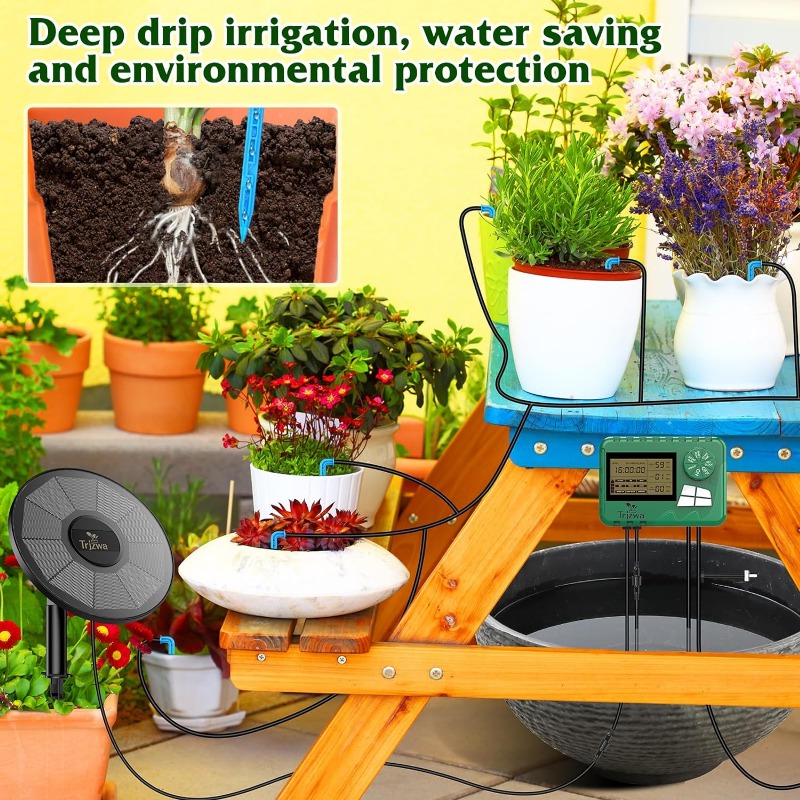 ソーラー灌漑装置 温室灌漑 点滴灌漑キット 15Mホース付き - Automatic Plant Waterer のレビューと価格