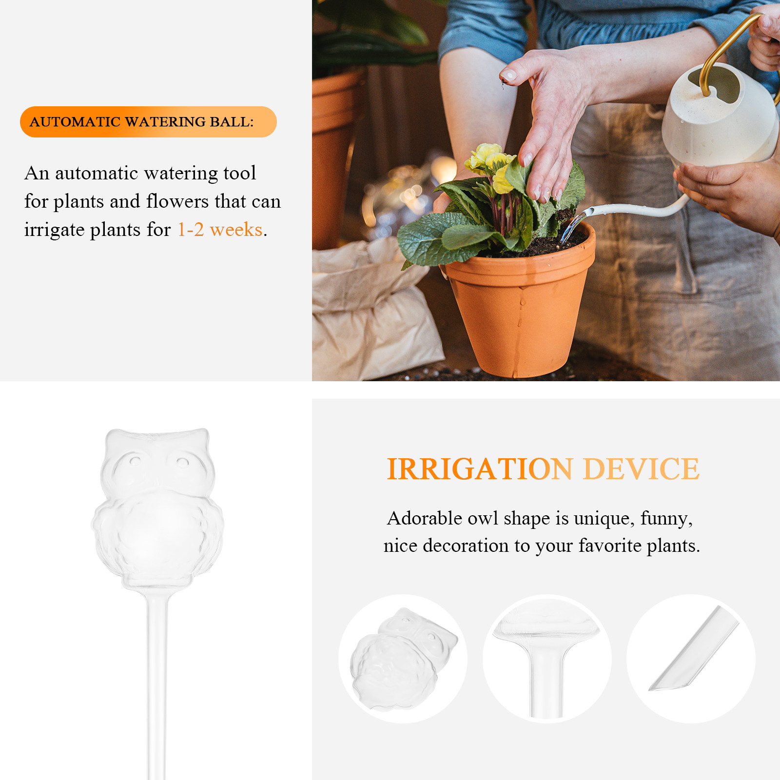 4個入り 自動給水装置 PVC製 かわいいフクロウ型 自給式 - Automatic Plant Waterer のレビューと価格